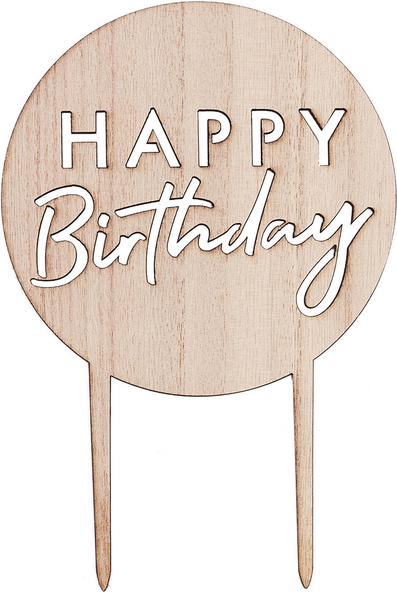 Cake topper hout Happy Birthday | taarttopper